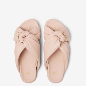 Fendi Knotted Slide Sandals in Blush Pink with Gold Accent - Never Worn